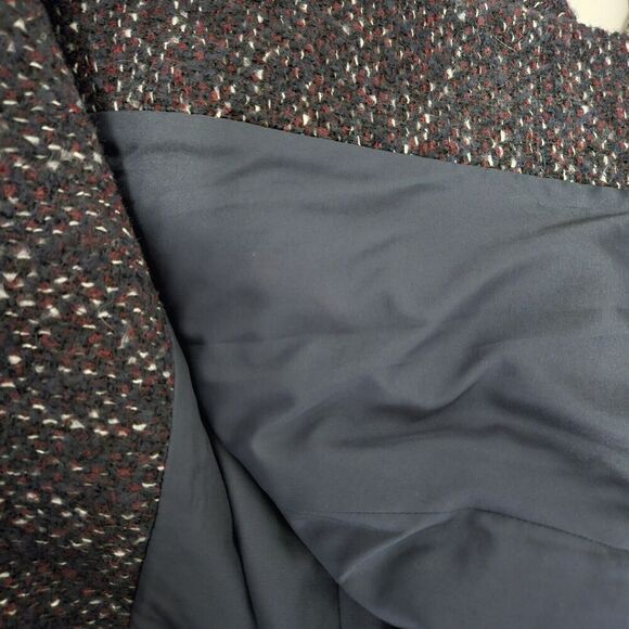 Loft Black & Red Woven Wool Blend Tweed Satin Lined Dress Coat Size Medium LNC - Picture 6 of 7